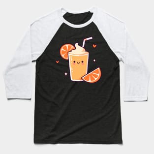 Cute Orange Milkshake Ice Cream in Kawaii Style with Orange Slices | Kawaii food Baseball T-Shirt